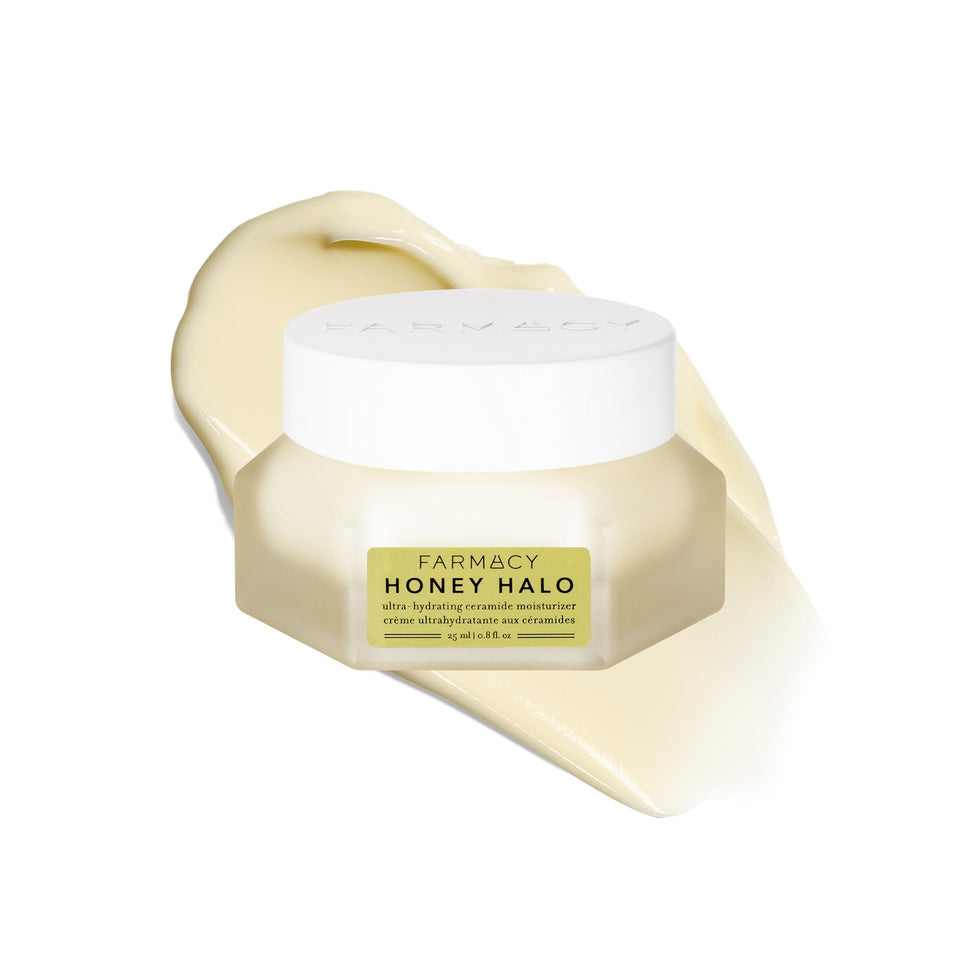 Farmacy Honey Halo front packaging showing jar and label, conveying premium hydration