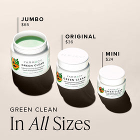 Farmacy Green Clean placed on bathroom counter in lifestyle shot to show everyday use
