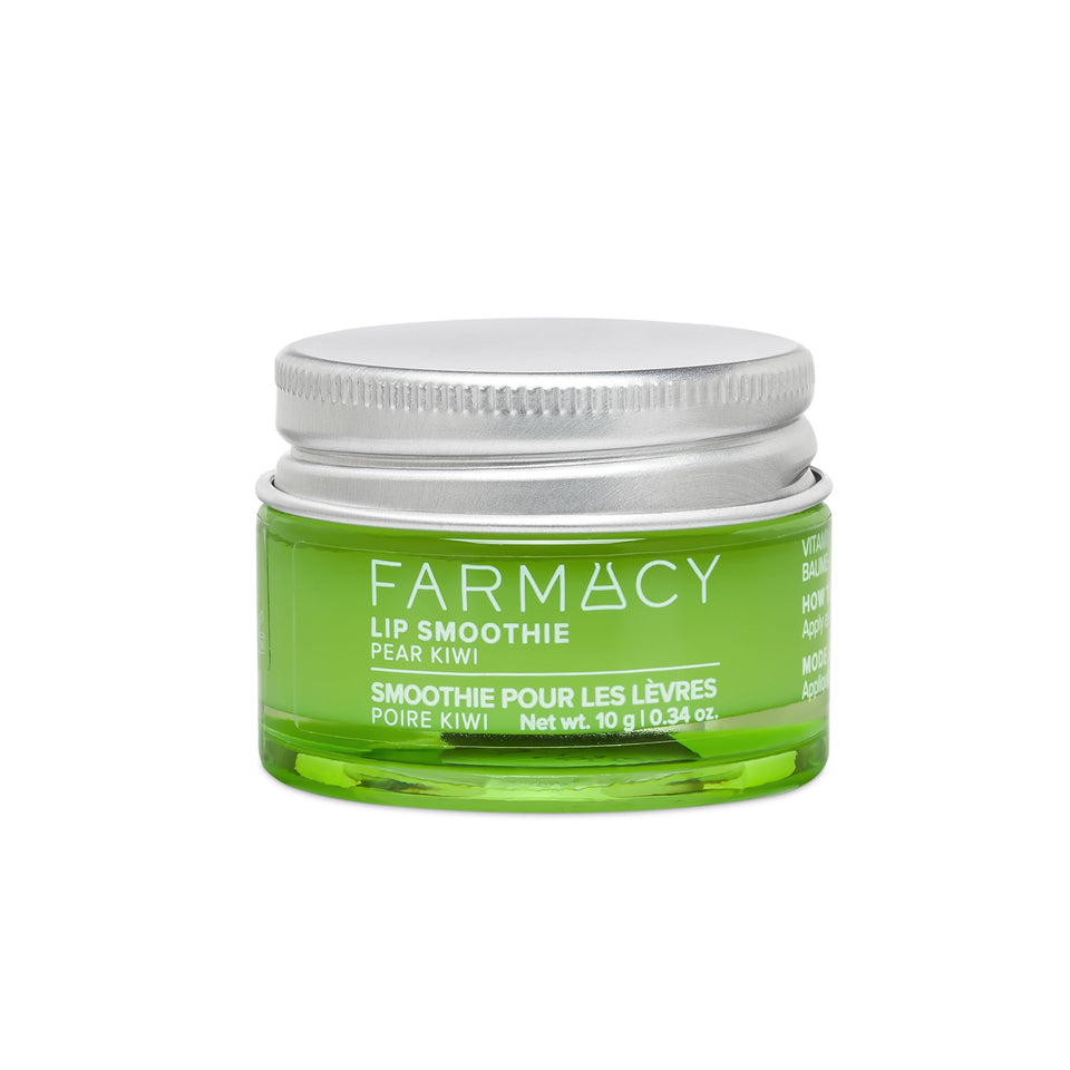 Farmacy jar front view showing pear kiwi balm and glossy finish