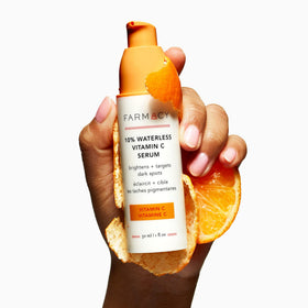 Farmacy serum in bathroom routine suggesting seamless layering