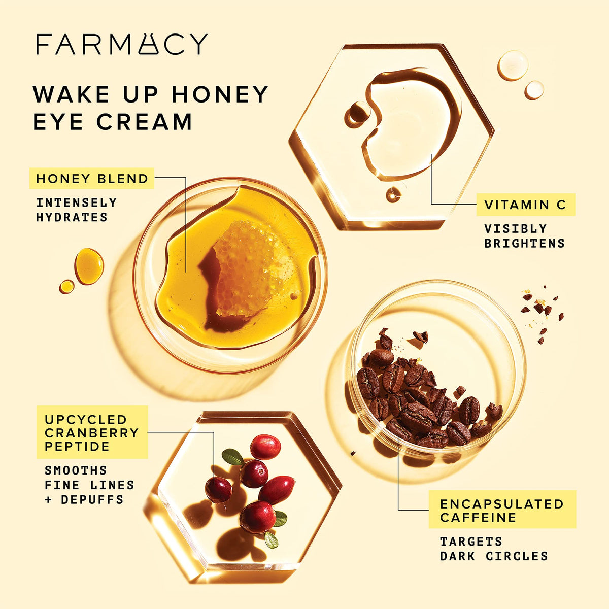 Farmacy open jar revealing smooth serum for under-eye hydration