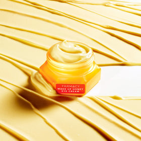 Farmacy cream texture swirl displaying silky honey consistency