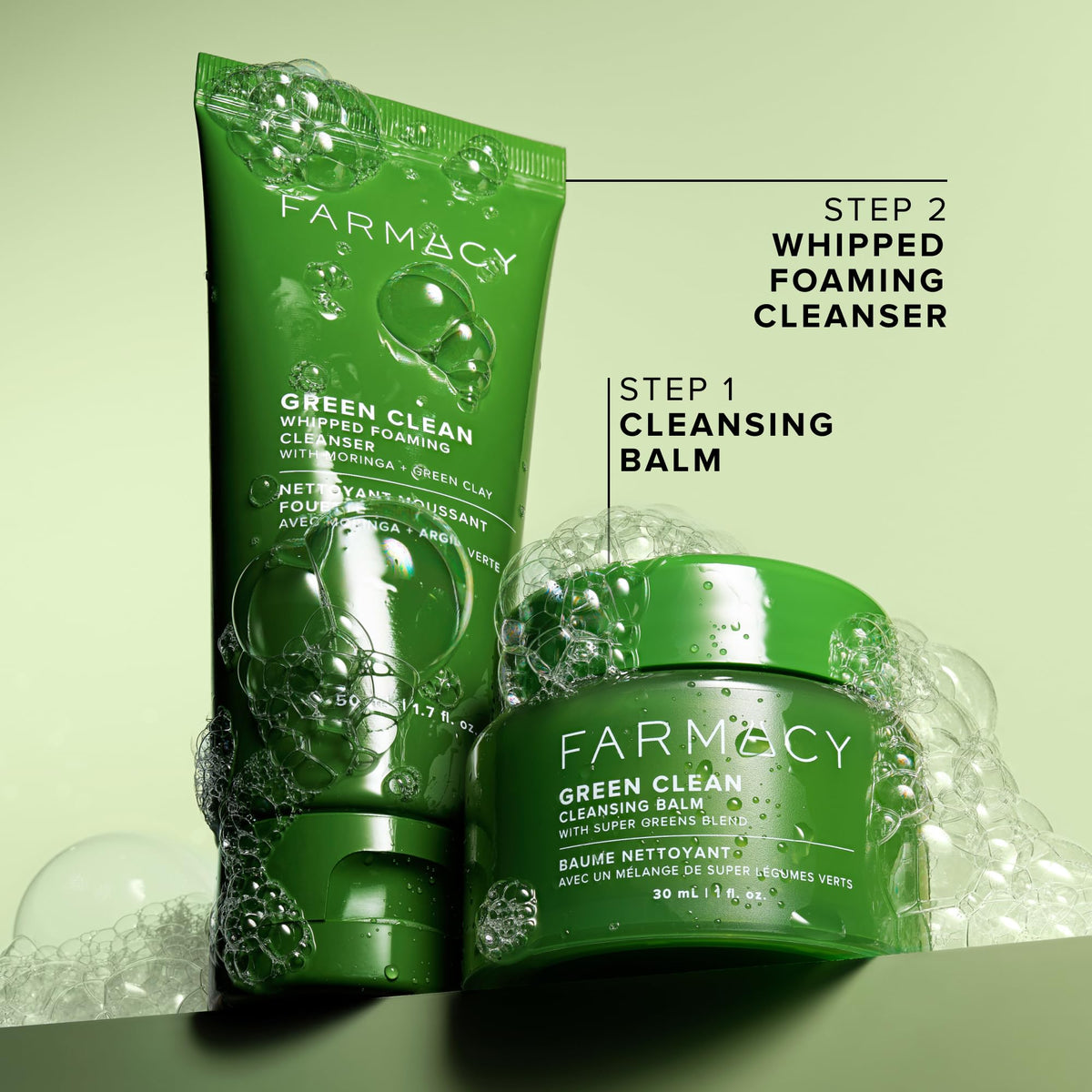 Farmacy Whipped Foaming Cleanser front view highlighting oil-free, pore-clearing benefit