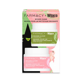 Farmacy balms packed in travel bag, ready for flights and on-the-go makeup removal