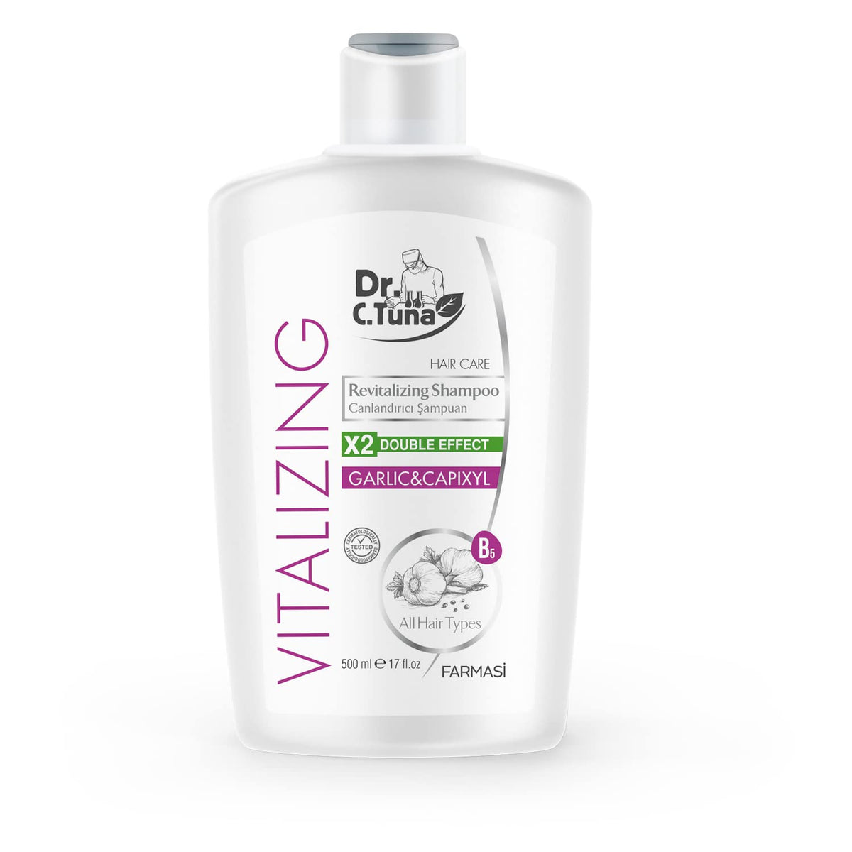 FARMASi shampoo on bathroom shelf in use scene conveying refreshed scalp