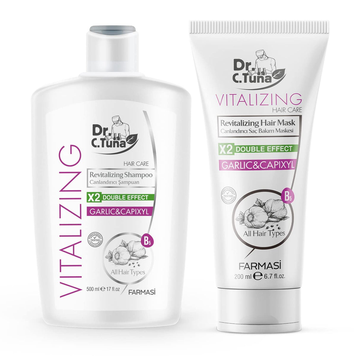 FARMASI front packaging of shampoo showing product identity and benefits
