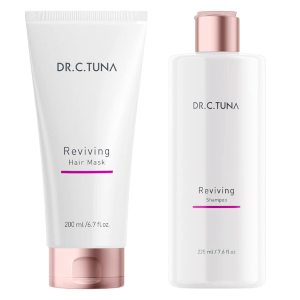 FARMASi reviving shampoo front view, clear label and benefit