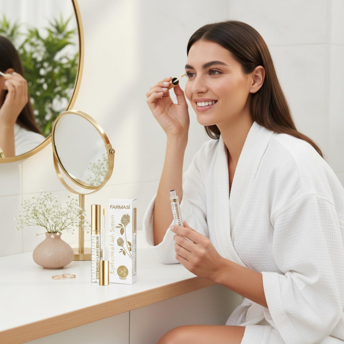 FARMASi placed on a vanity in a lifestyle scene promoting daily beauty routine use