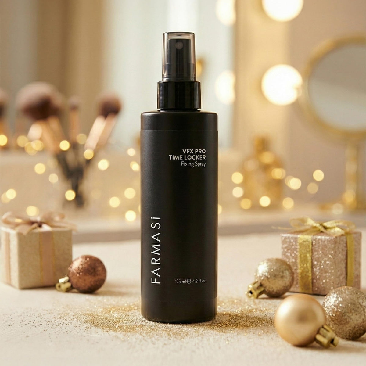 FARMASI mist close-up demonstrating fine spray for even makeup setting