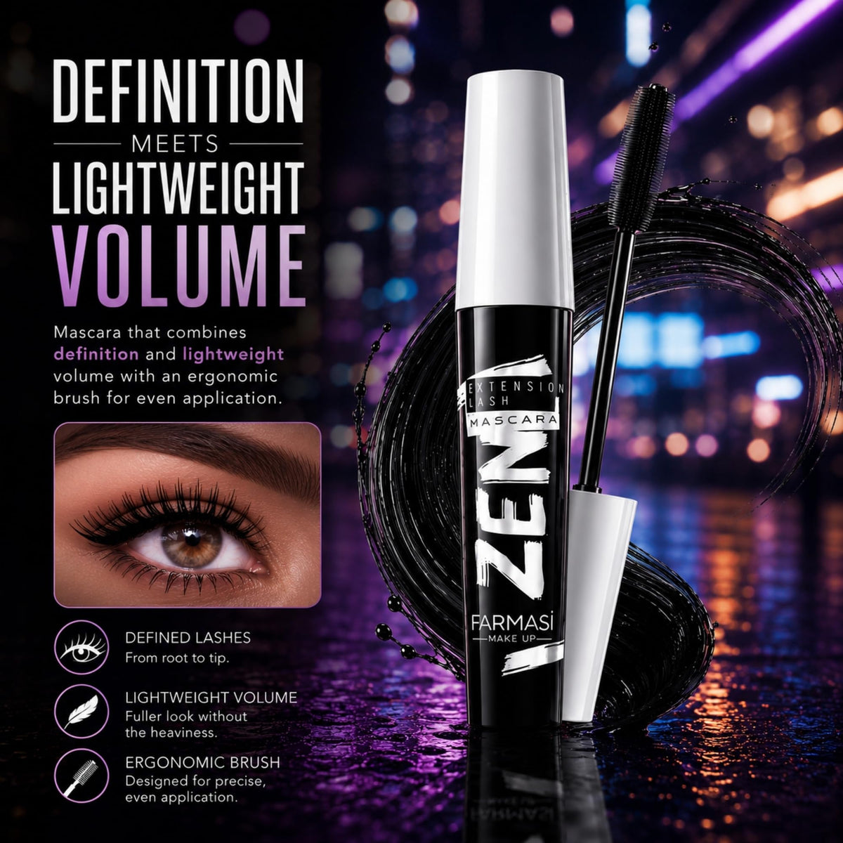 FARMASi brush separating lashes to create clump-free definition