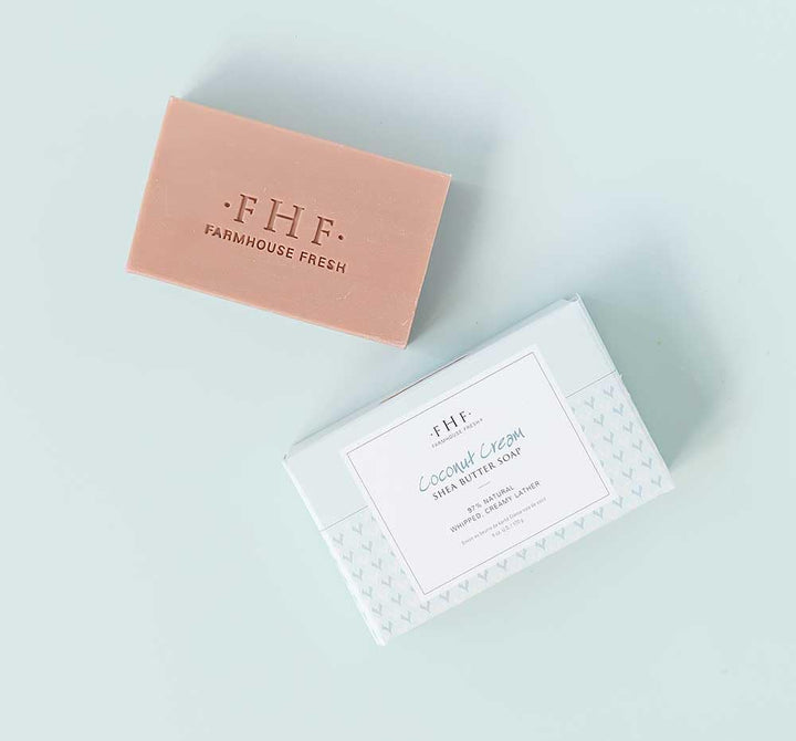 FarmHouse Fresh front packaging in pastel blue gingham, elegant gift-ready presentation