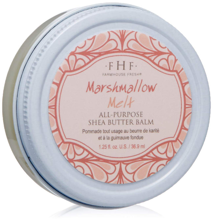 FarmHouse Fresh jar front view showing marshmallow-scented balm and compact tin, portable hydration