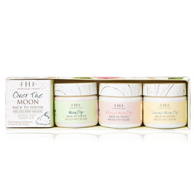 FarmHouse Fresh Moon Dip trio front packaging showing three travel-size mousses and easy travel benefit