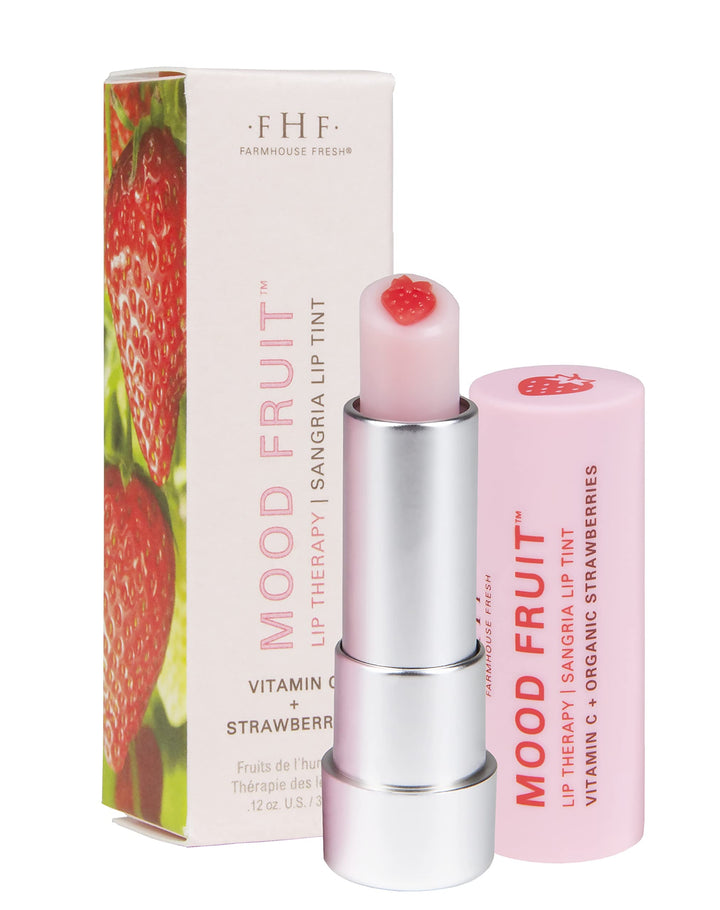 FarmHouse Fresh lip balm front packaging showing twist-up tube and label benefits
