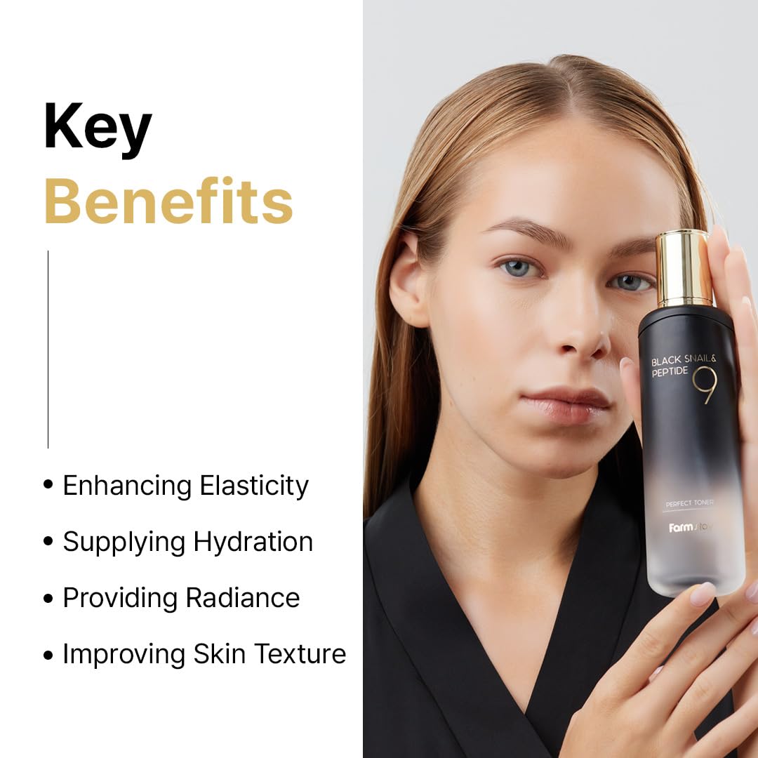FARMSTAY ingredient panel showcasing peptides, niacinamide, ceramide NP