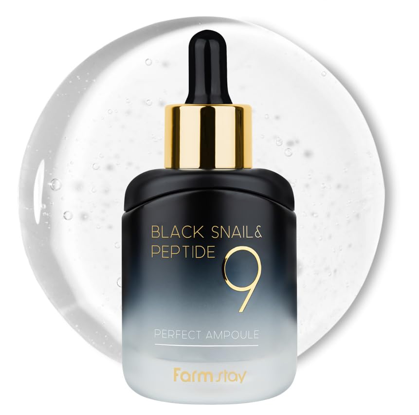 FARMSTAY front packaging of black snail ampoule showing product benefit