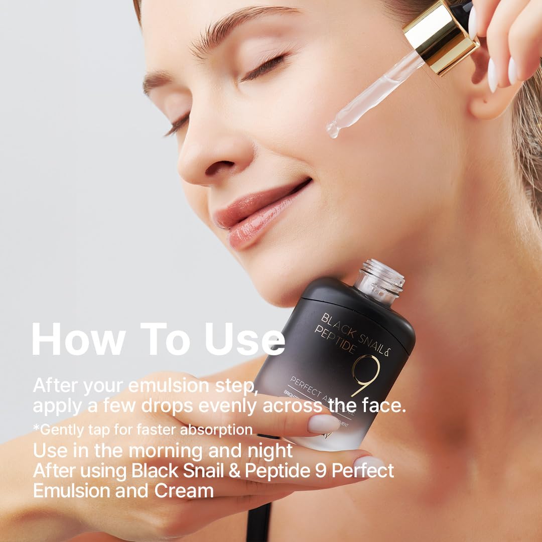 FARMSTAY serum being applied to cheek illustrating absorption and smoothness