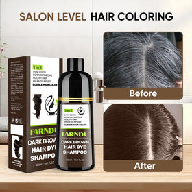 Farndu before and after comparison showing gray coverage and natural tone