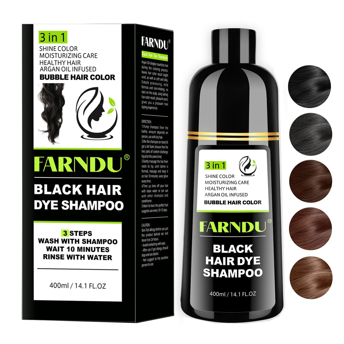 Farndu front packaging showing product and benefits for quick gray coverage