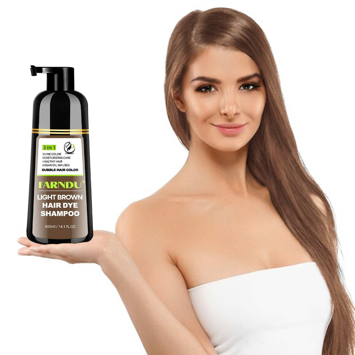 Close label view on Farndu highlighting ammonia-free plant-based formula