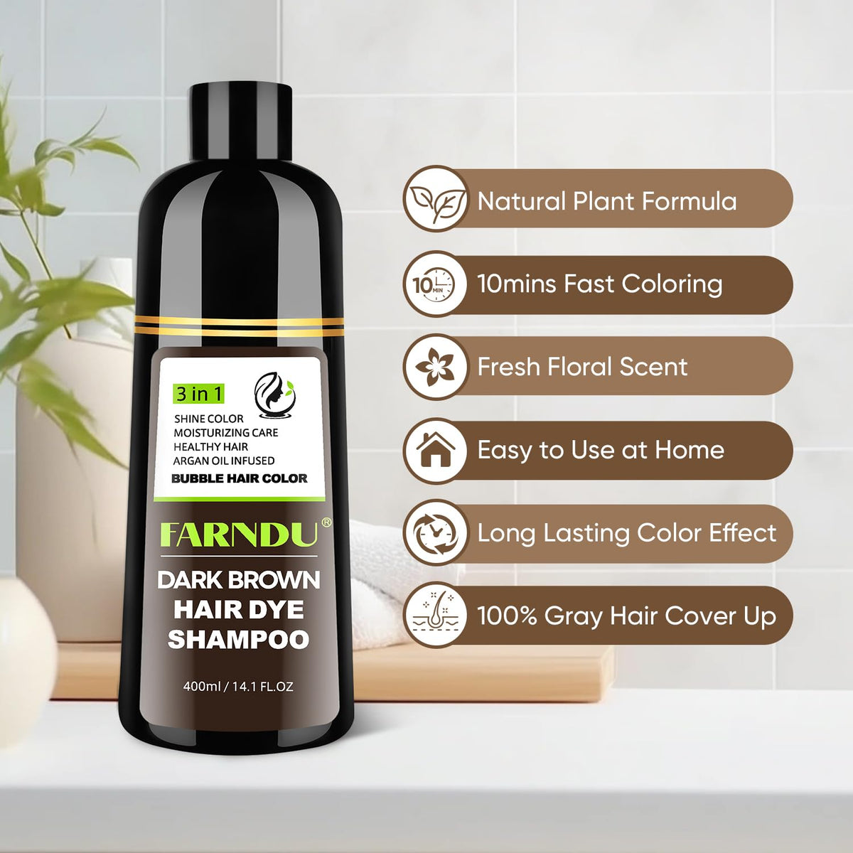 Farndu bottle on bathroom shelf showing everyday routine and convenience