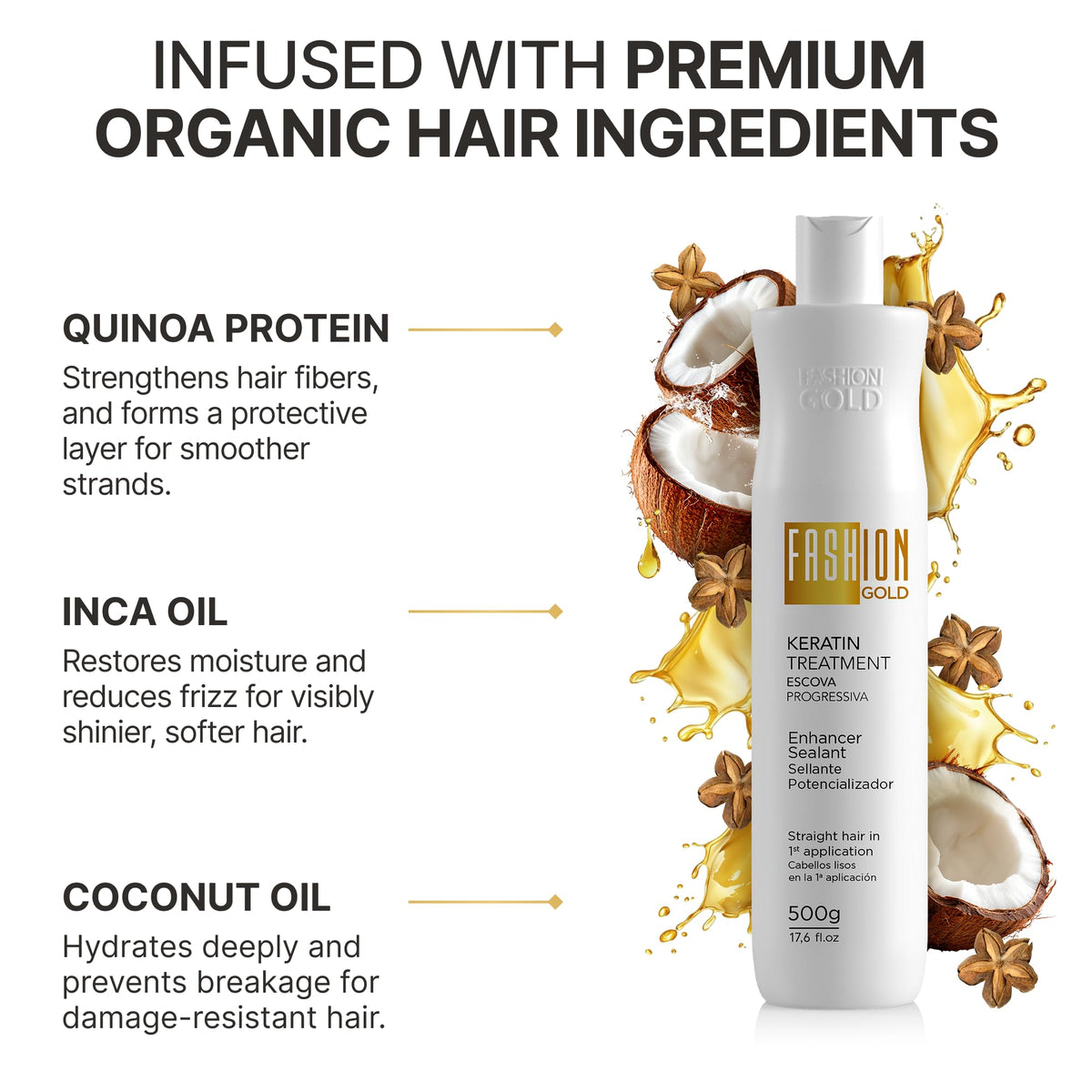 Fashion Gold application brush spreading product on a hair strand for precise control