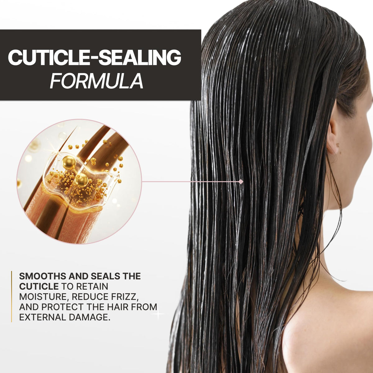 Fashion Gold shampoo applied to hair showing smoothness benefit