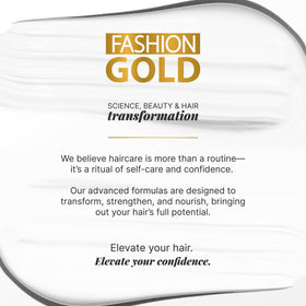 Fashion Gold lifestyle image styling smooth hair after use, showcases salon-finish result
