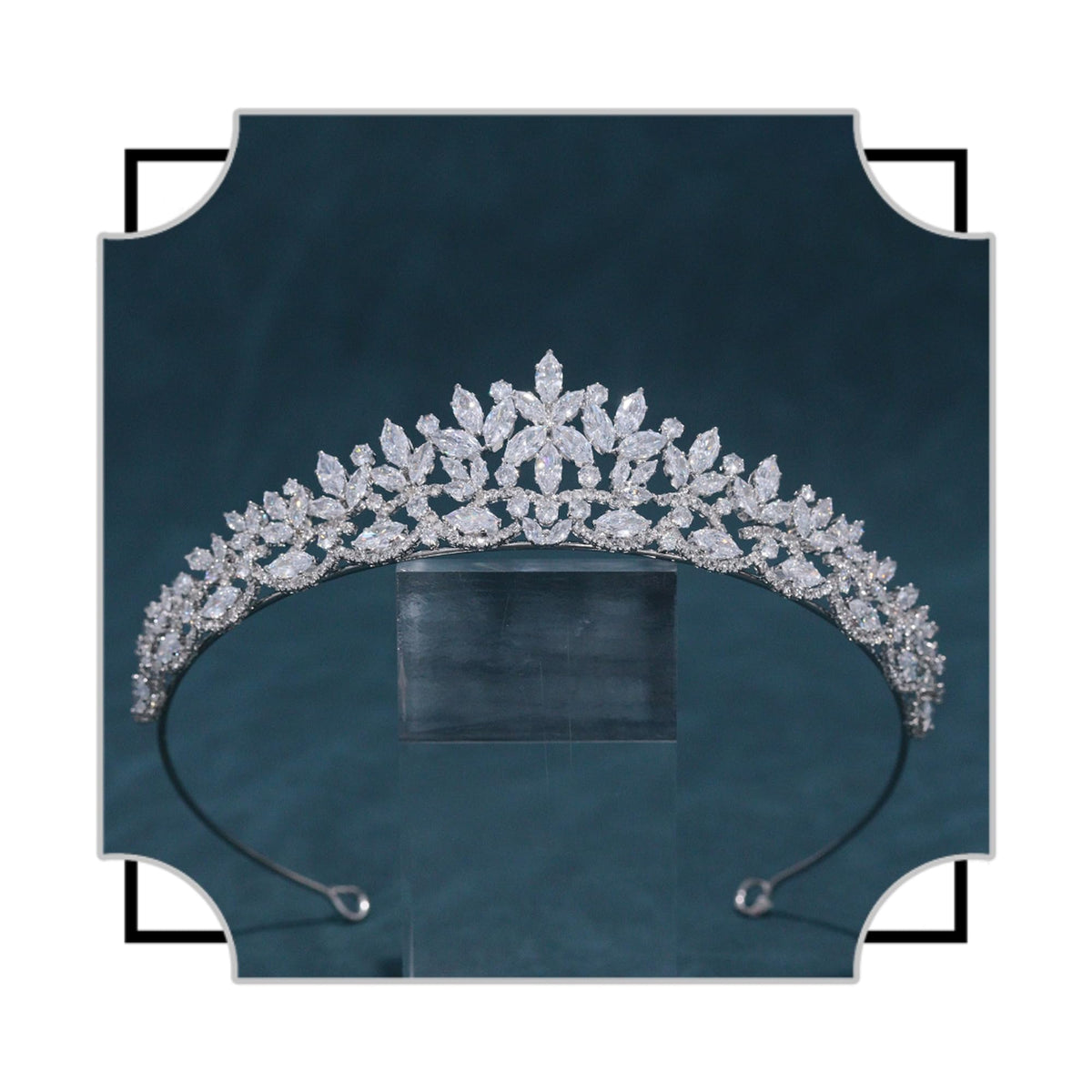 FASNAHOK front view tiara showing elegant floral silhouette and sparkle