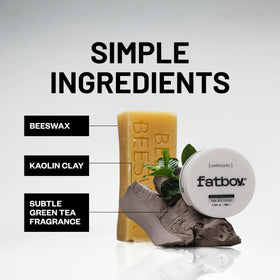 Fatboy Hair product on palm being warmed for smooth application benefit