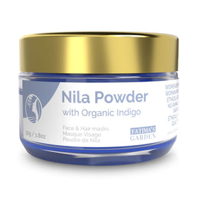 Fatima's Garden front packaging showing natural nila powder and label benefits