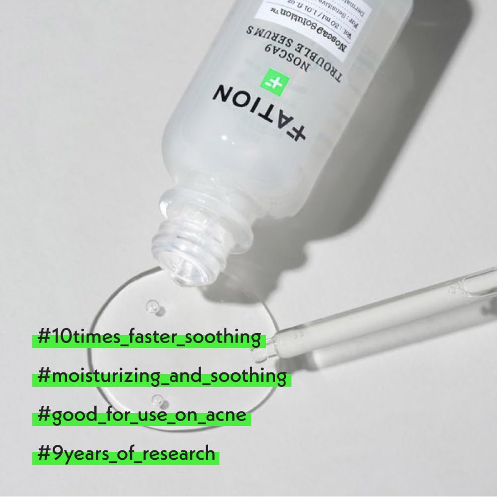 Fation NOSCA9 bottle with Centella extract highlighting soothing benefit