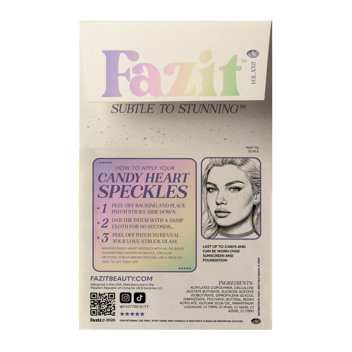 Fazit close-up of speckle texture revealing glitter detail for vibrant facial accents