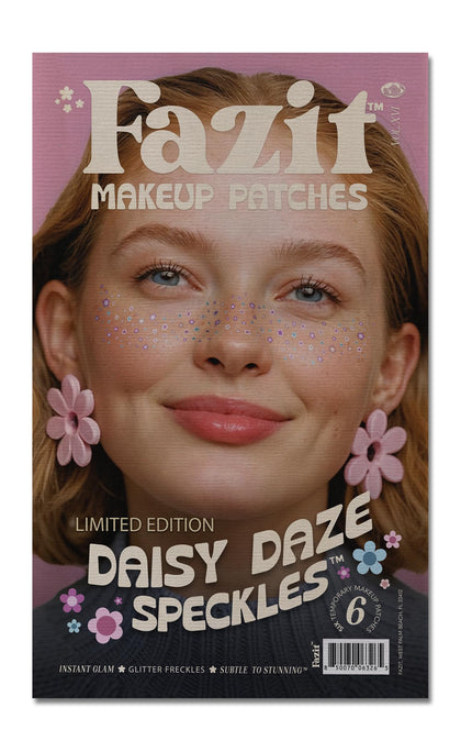 Fazit front packaging showing daisy speckles and easy peel application benefit