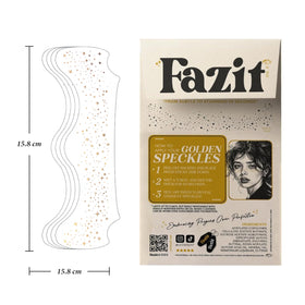 Fazit close-up of gold speckles texture, precise shimmer and concentrated sparkle