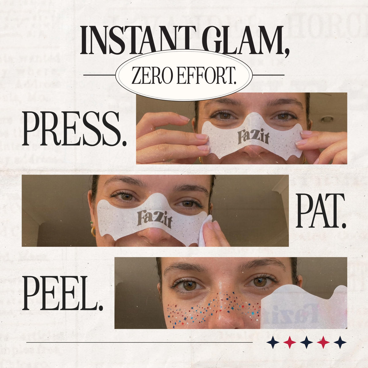 Fazit in-stadium use on fan cheek illustrating sweat-proof hold and visible team spirit