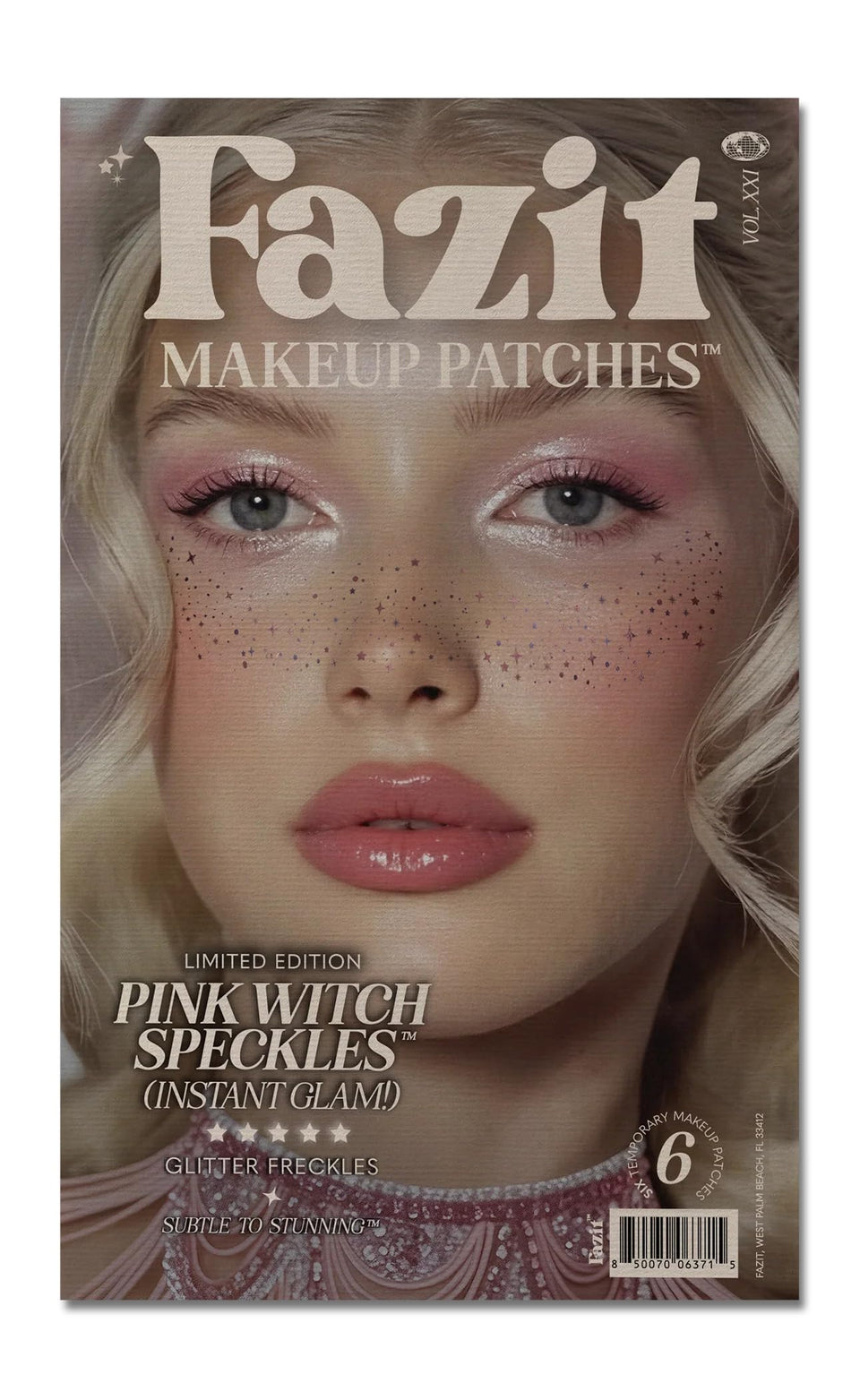 Fazit front packaging showing pink speckles and easy-apply benefit