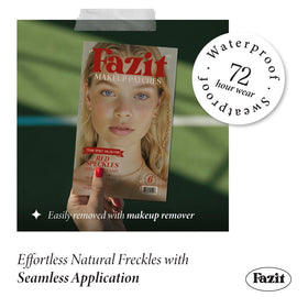 Model wearing Fazit Red Speckles on cheeks showcasing instant festival-ready shimmer