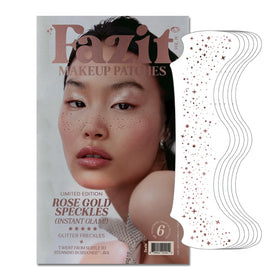 Fazit front packaging showing six rose gold freckle patches and benefits