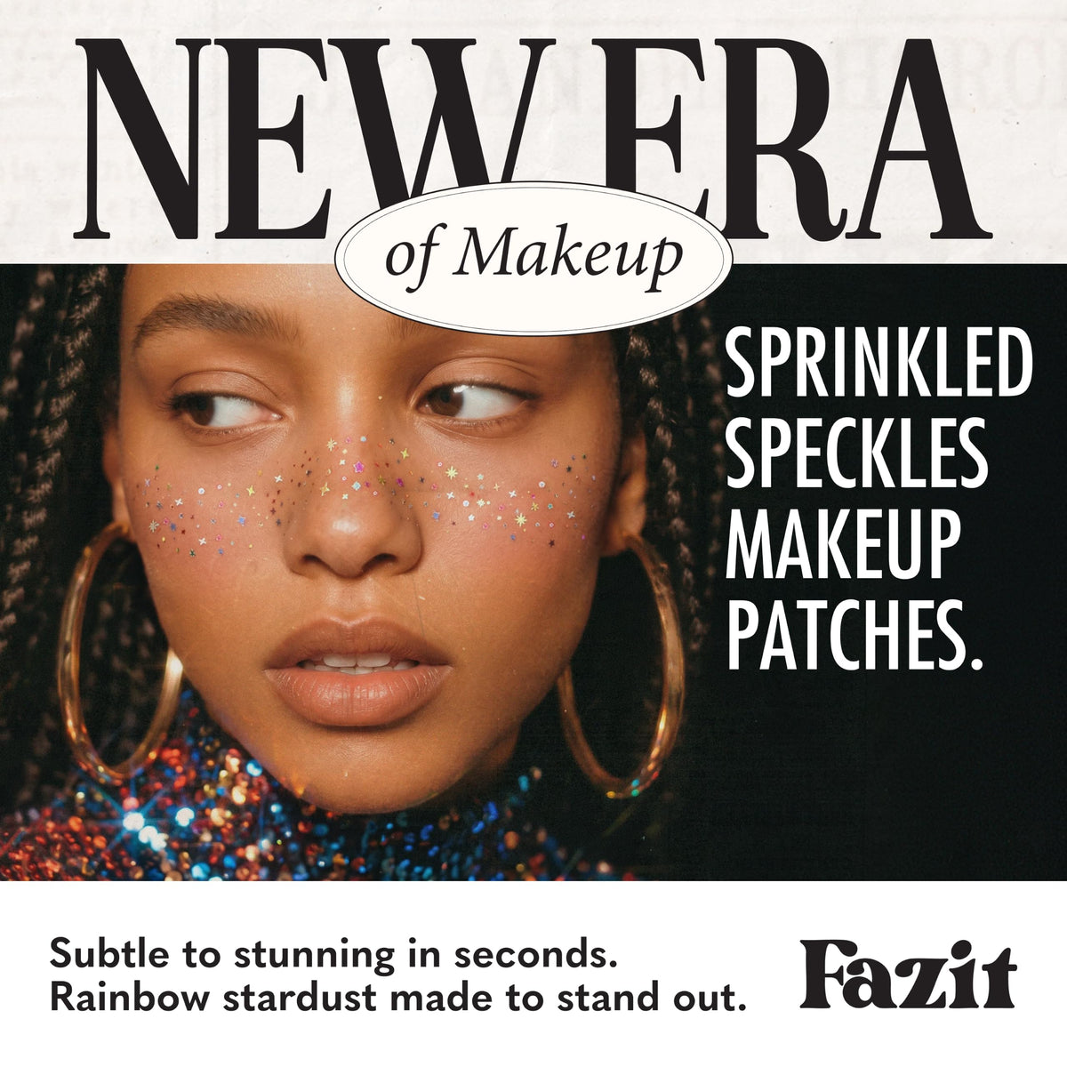 Close-up texture of Fazit glitter speckles highlighting fine shimmer and natural look