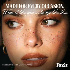 Demonstration of Fazit speckles being removed with micellar water, gentle removal