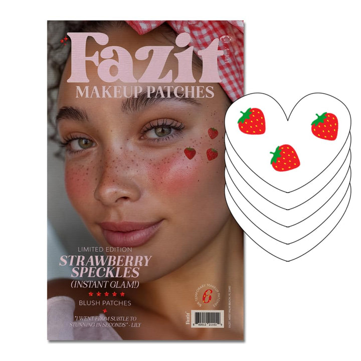 Fazit packaging front view shows cute strawberry speckles and benefits