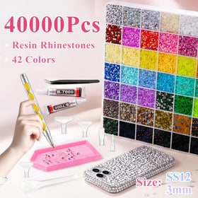 Fcoget close-up of resin rhinestone facets highlighting vibrant color and sparkle