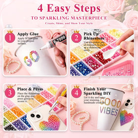 Fcoget handful of gems applied to a phone case for decorative personalization