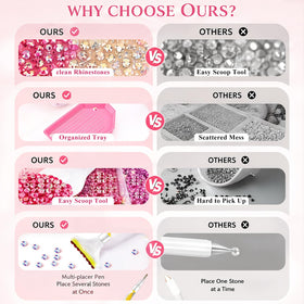 Fcoget nail art example using 3mm rhinestones for precise miniature accents
