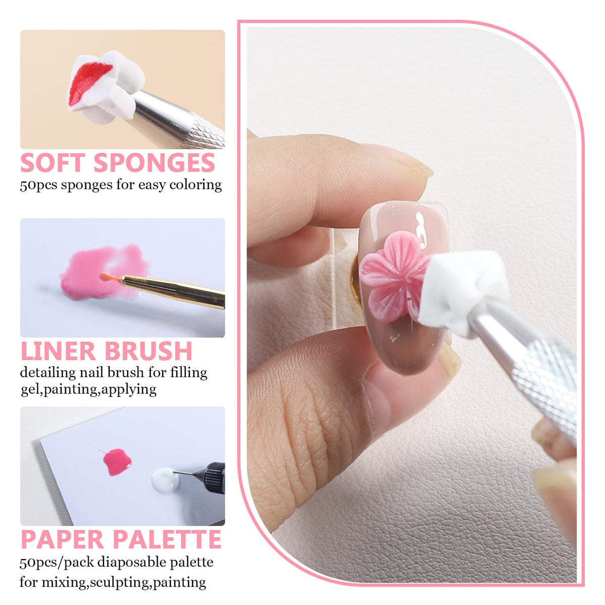 Fcozpjk finished 3D sculpted nail demonstrating textured floral effect durability