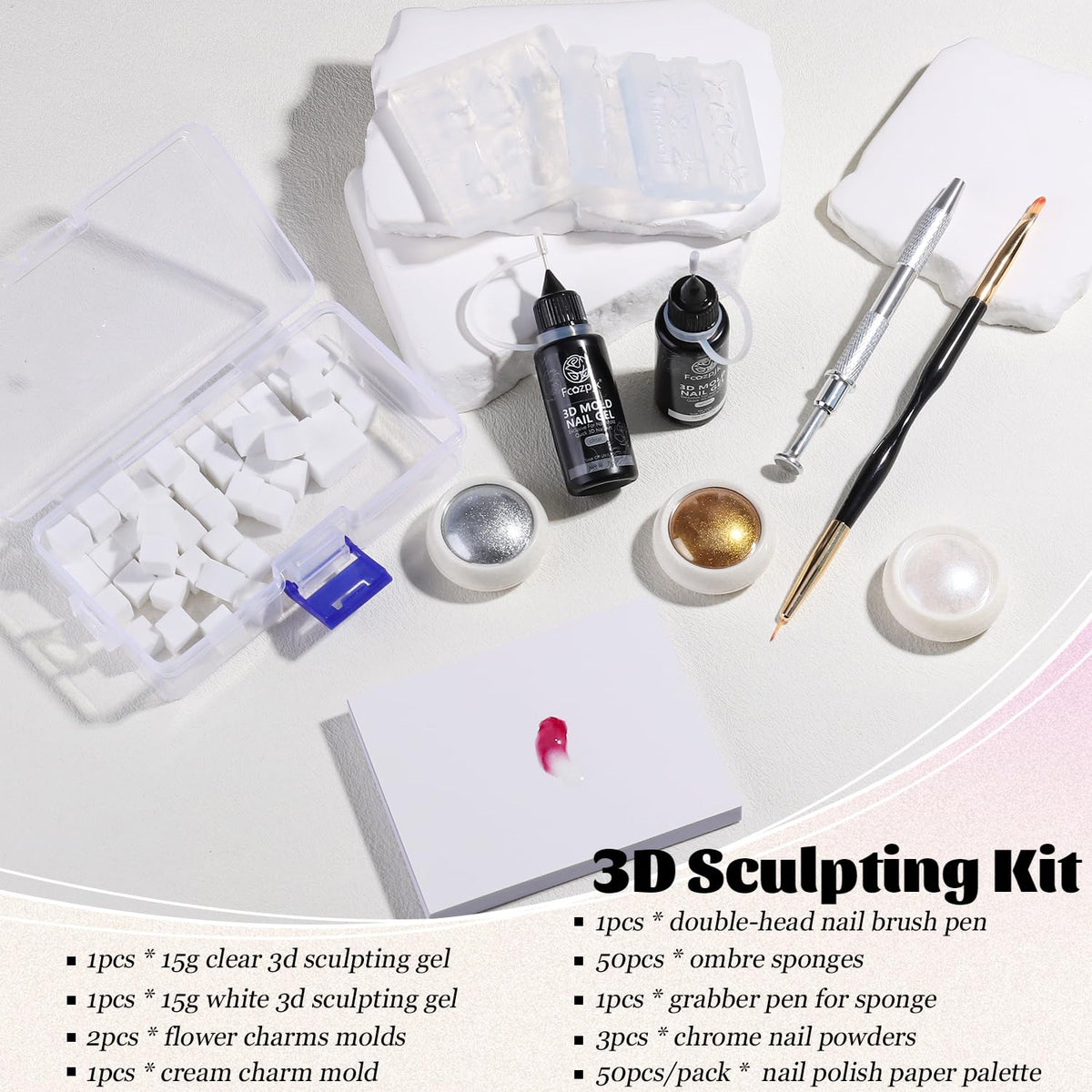 Fcozpjk close-up of clear and white sculpting gels emphasizing quick cure