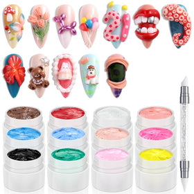 Fcozpjk front packaging showing full 12-color 3D gel kit and tools, ideal for starters