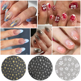 Fcozpjk nail art stickers detail with stars and flowers for easy decoration