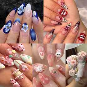 Fcozpjk salon scene with artist forming 3D nail art, showing professional use